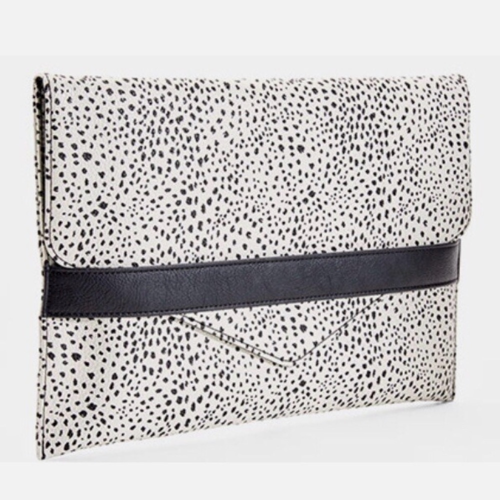 NWT Thirty-One Black and White Speckled Laptop Bag - Vegan Leather